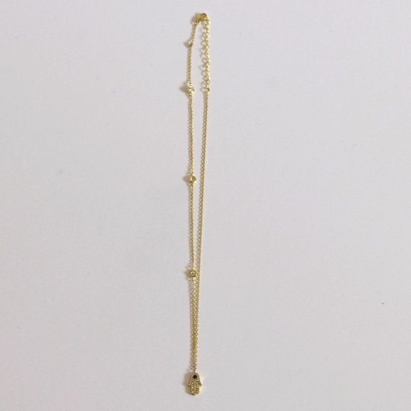 Gold Hamsa Hand Crystal Necklace - Picture 2 of 6